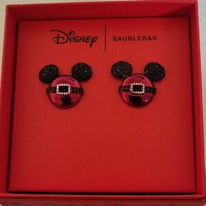 BaubleBar Mickey Mouse Santa Earrings With Black Jeweled Ears